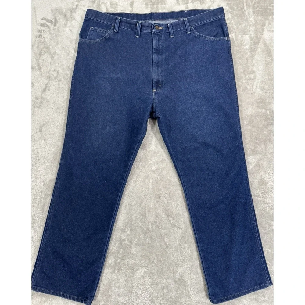 Wrangler Dress Jeans Mens‎ 44x32 Blue High Rise Straight Dark Wash Western Denim